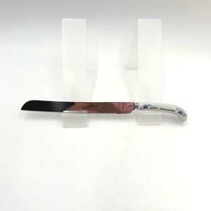 Treasure Masters 25th Anniversary Cake Knife Server Ceramic Handle‎ Floral Blue
